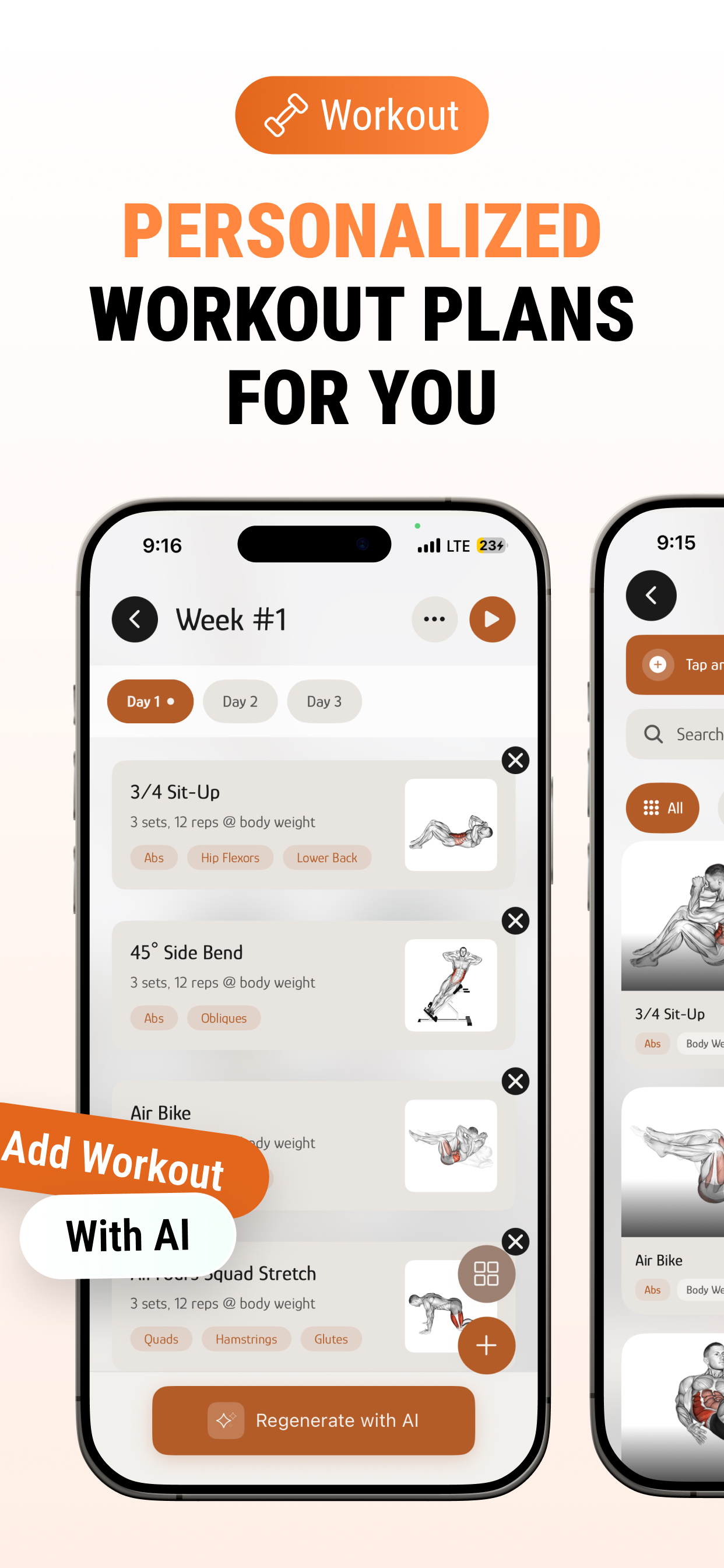 TrainAI workout planning app screenshot